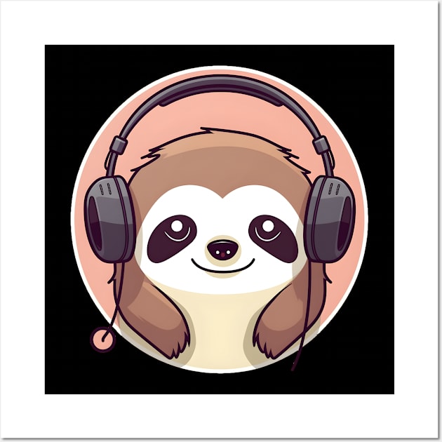 Sloth headphones Wall Art by pako-valor